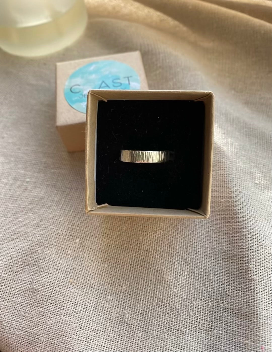 Bark Textured Sterling Silver Band