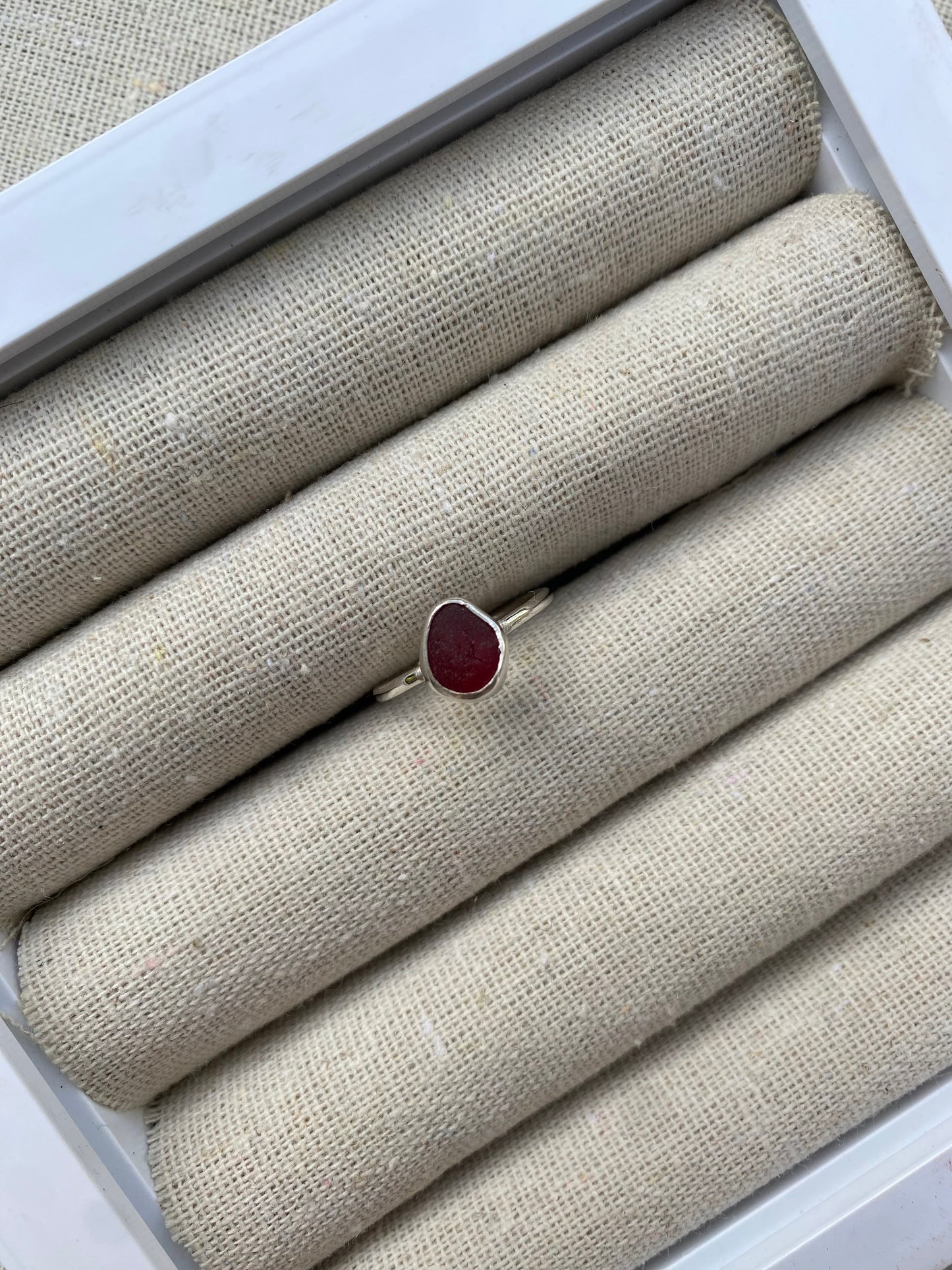 Rare Red Seaglass Ring Size N 1/2