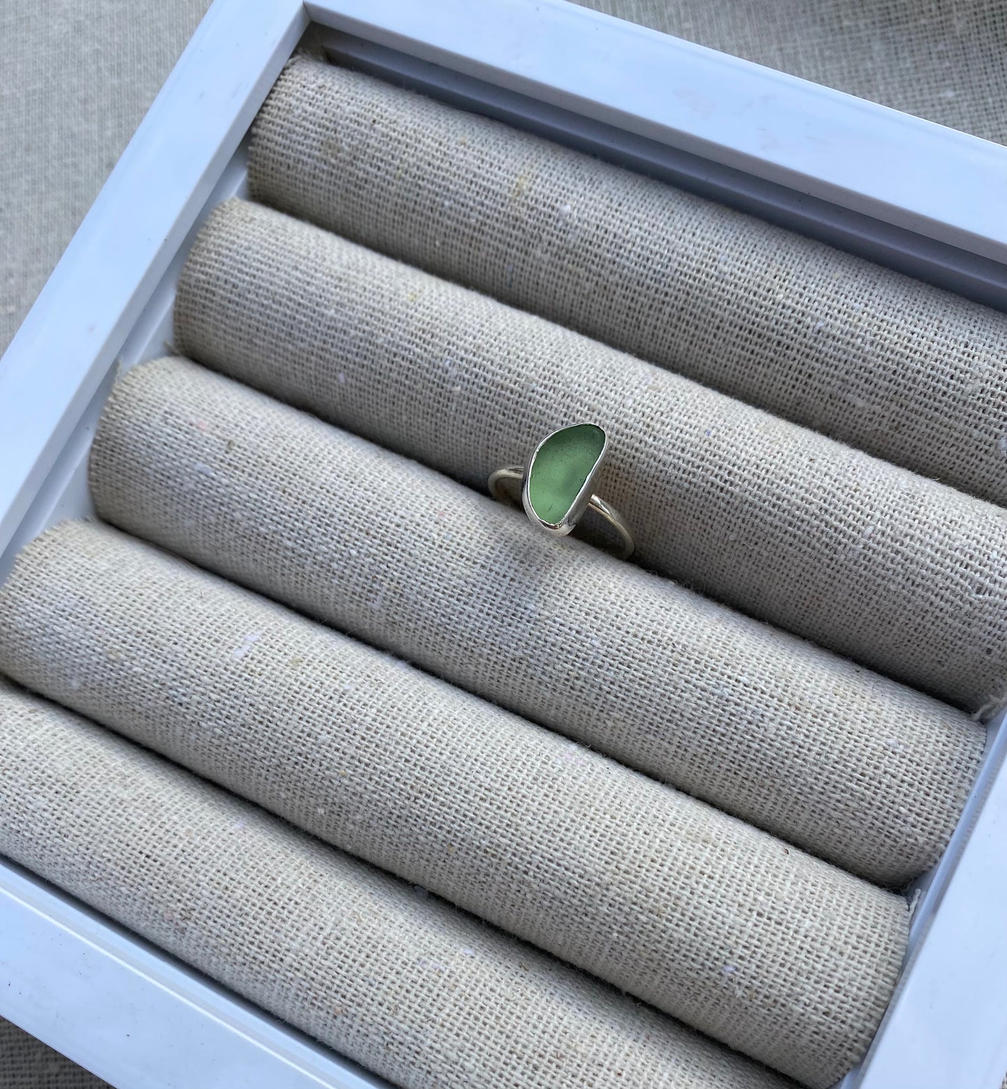 Mint Green Seaglass Ring Size K 1/2