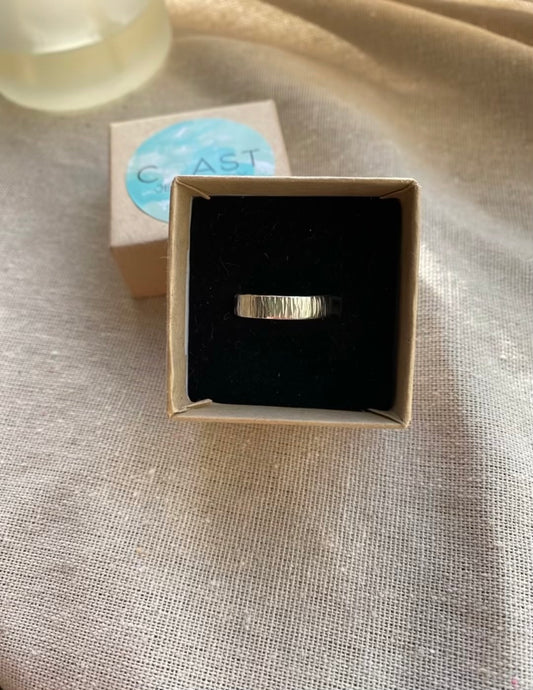 Bark Textured Sterling Silver Band