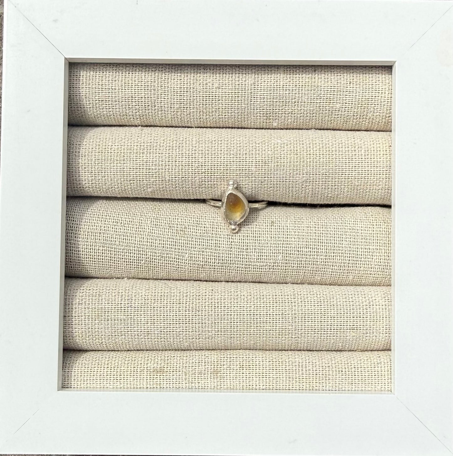 Multi Amber seaglass Ring Size L
