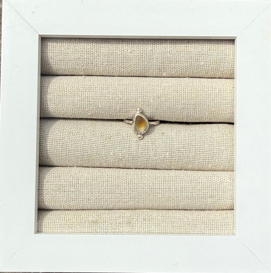 Multi Amber seaglass Ring Size L