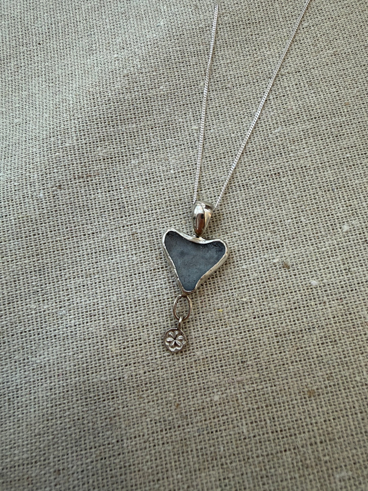 Ice Blue Heart Seaglass Necklace