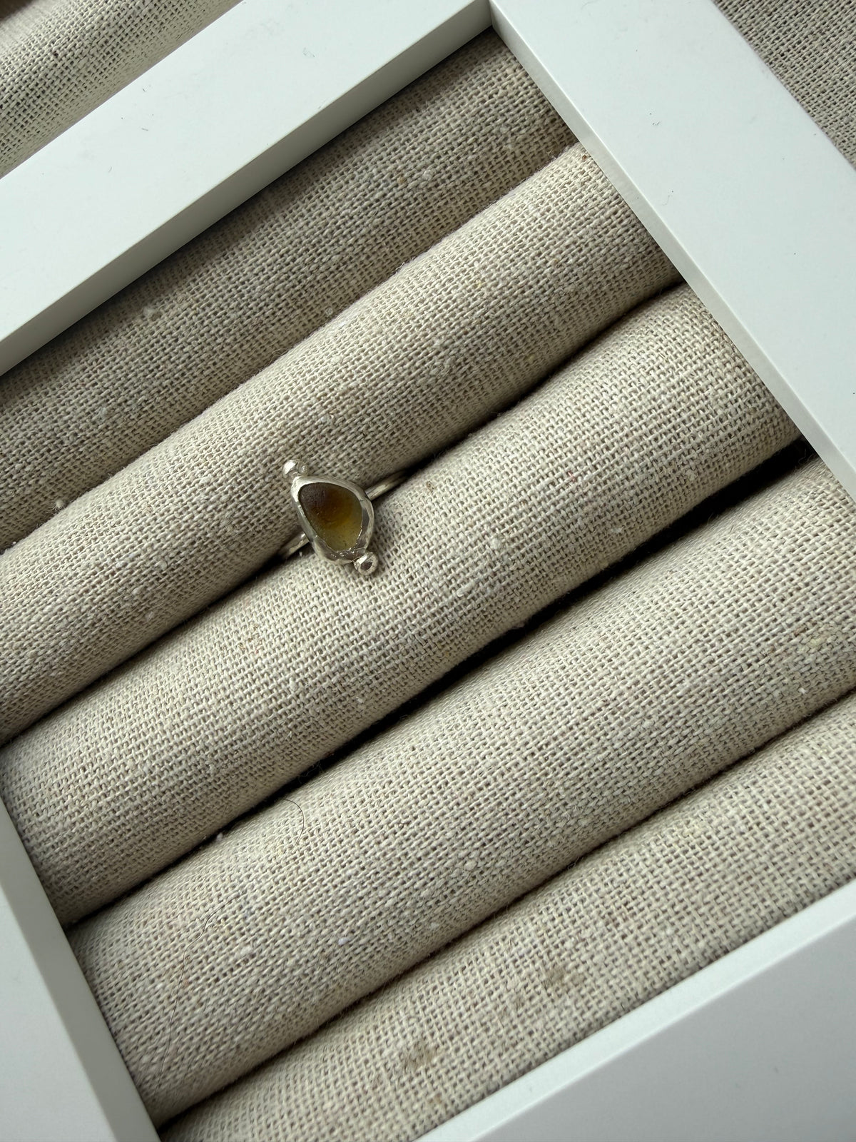 Multi Amber seaglass Ring Size L