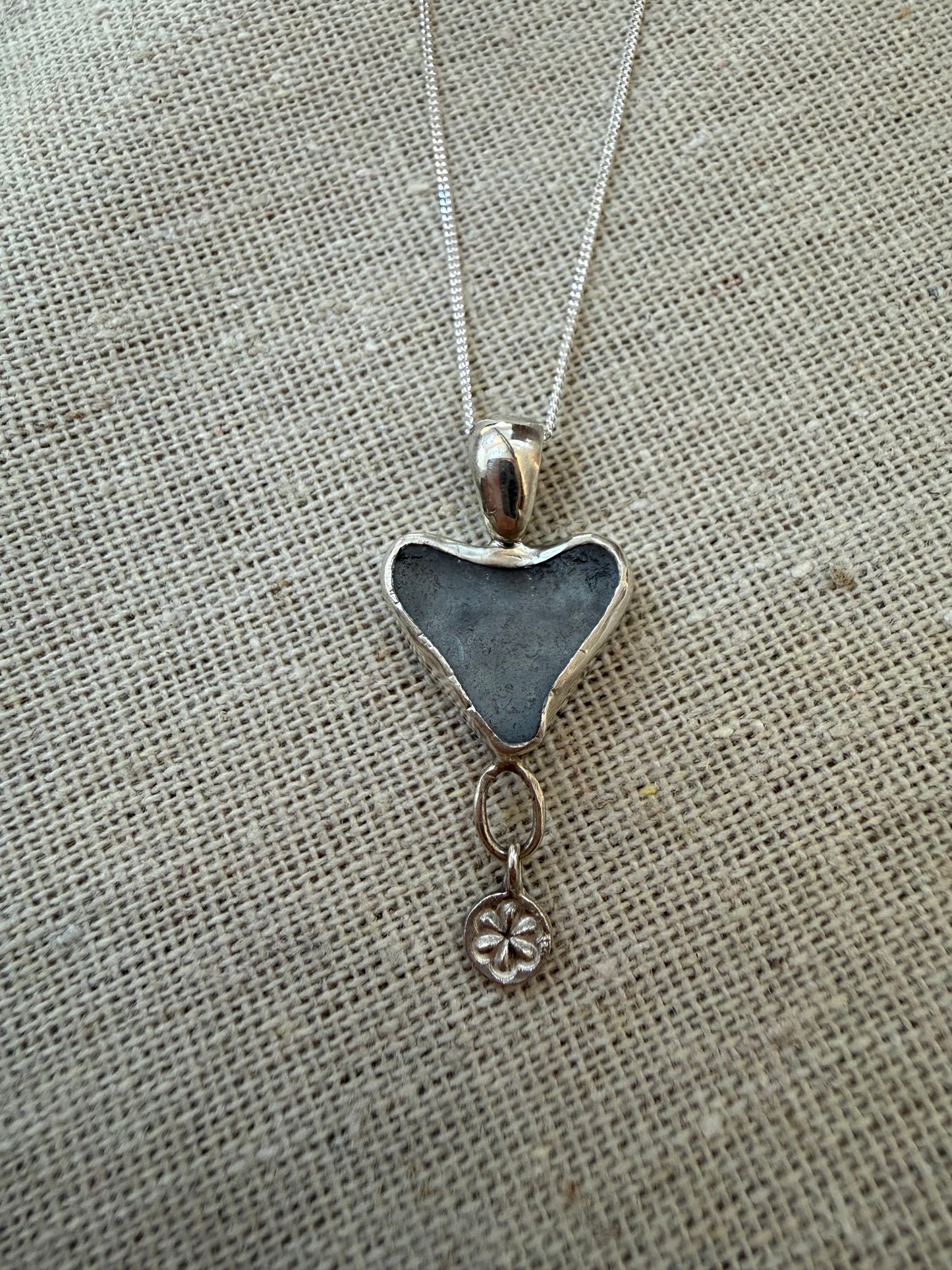 Ice Blue Heart Seaglass Necklace
