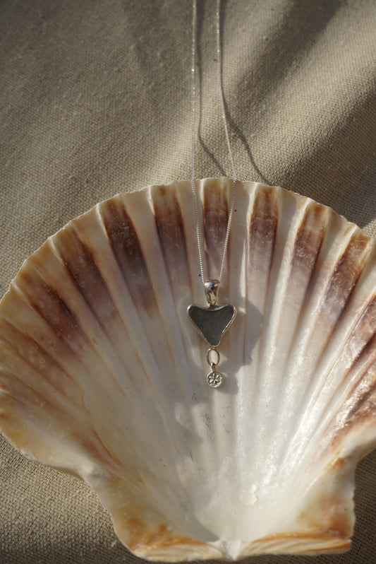 Ice Blue Heart Seaglass Necklace