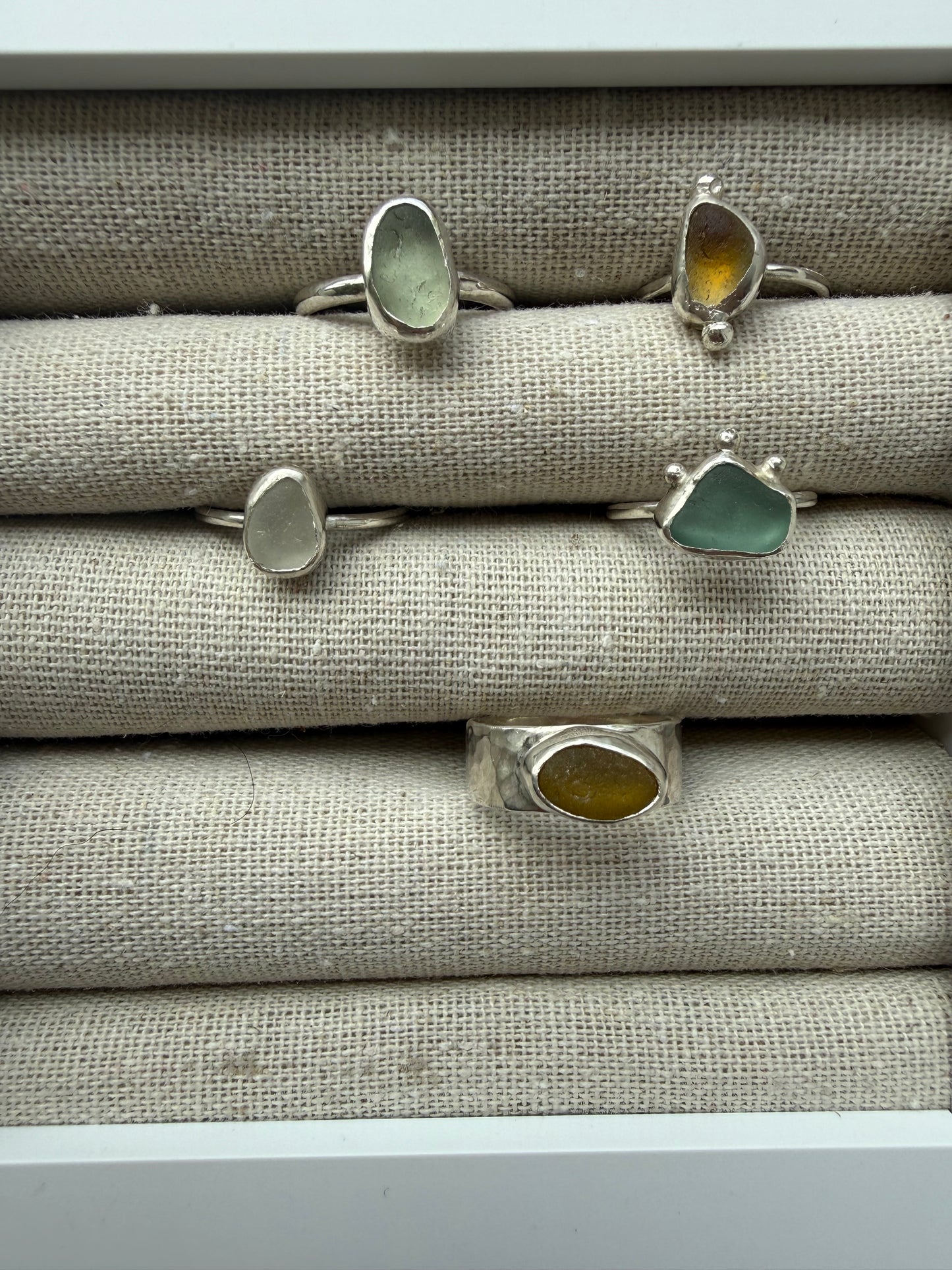 Turquoise Seaglass Ring Size M1/2
