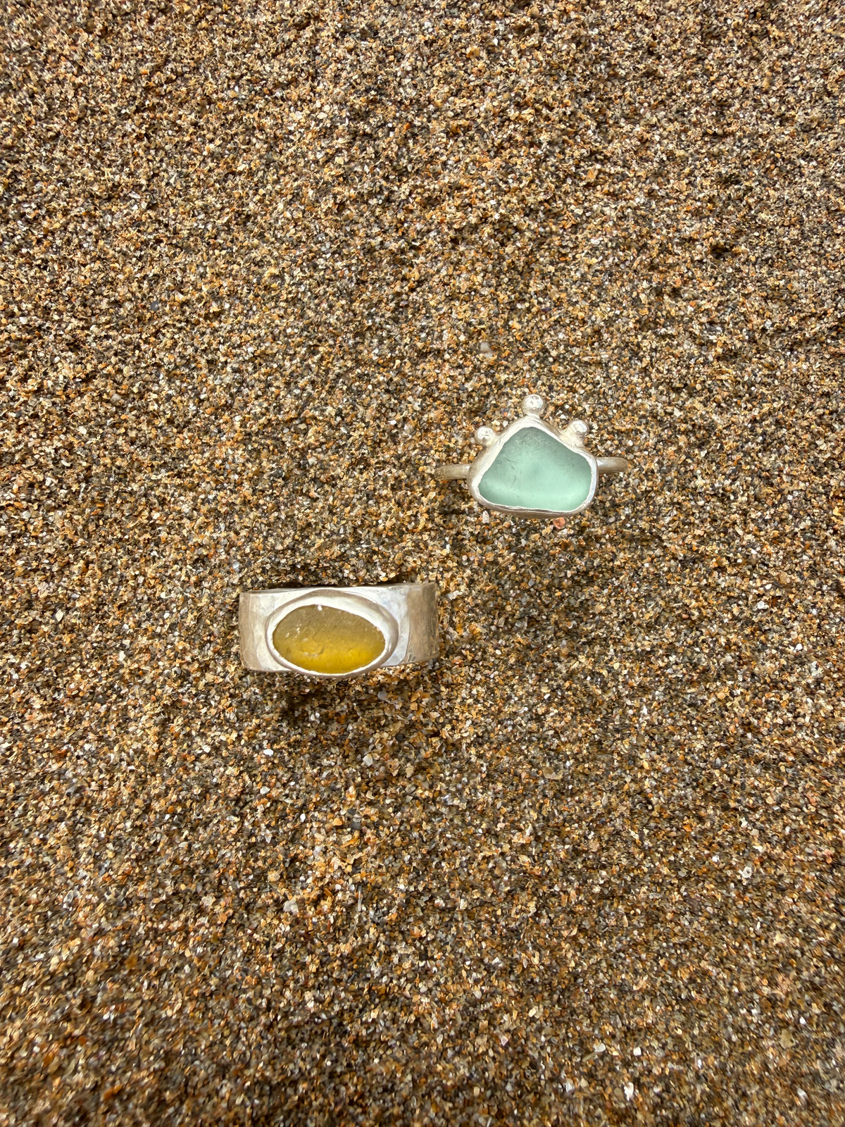 Turquoise Seaglass Ring Size M1/2