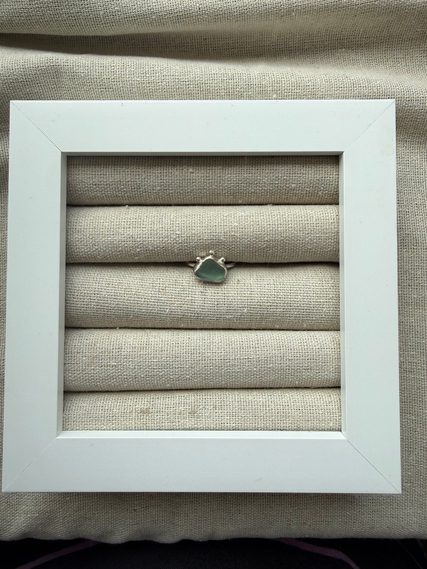 Turquoise Seaglass Ring Size M1/2