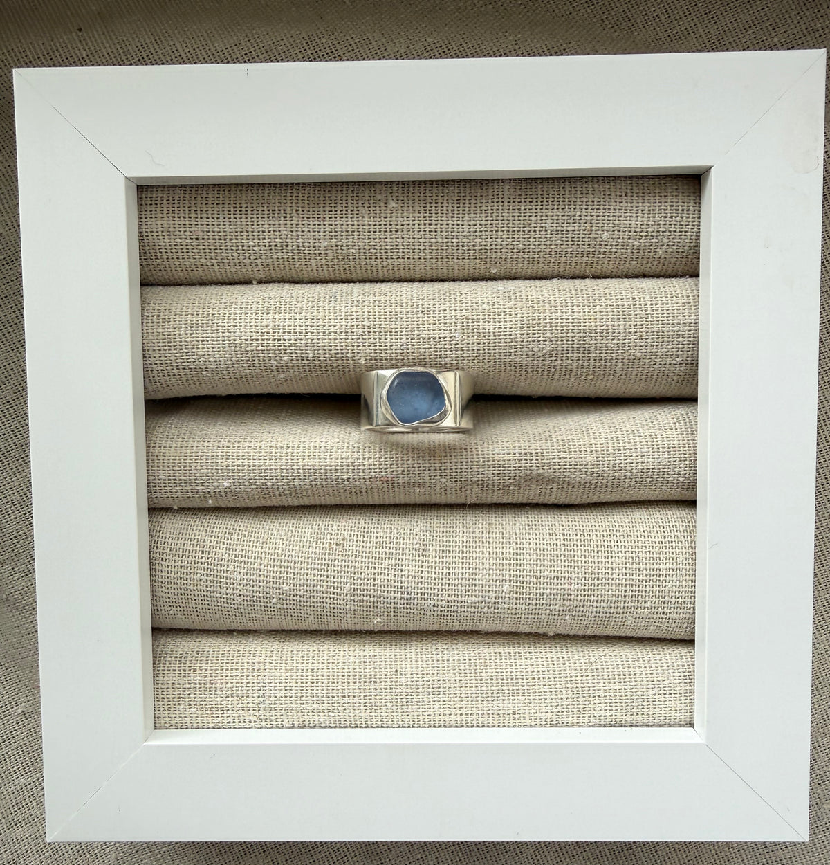 Cornflower Blue Thick Silver Band Size L