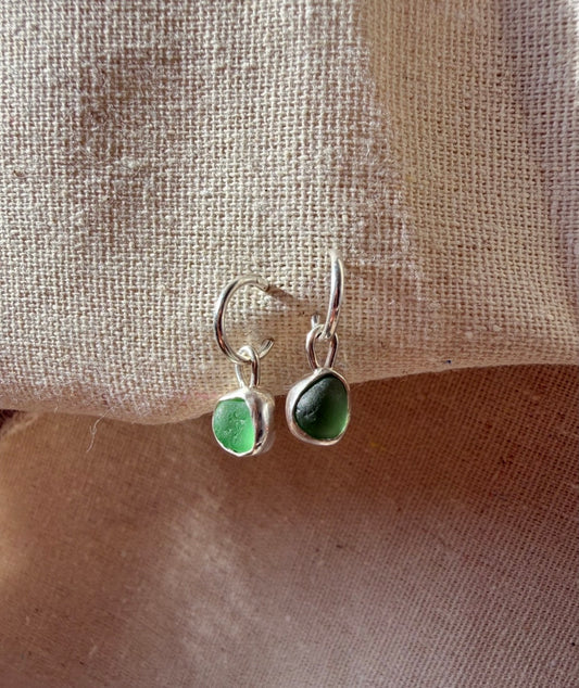 Light Green Seaglass Huggie Hoops