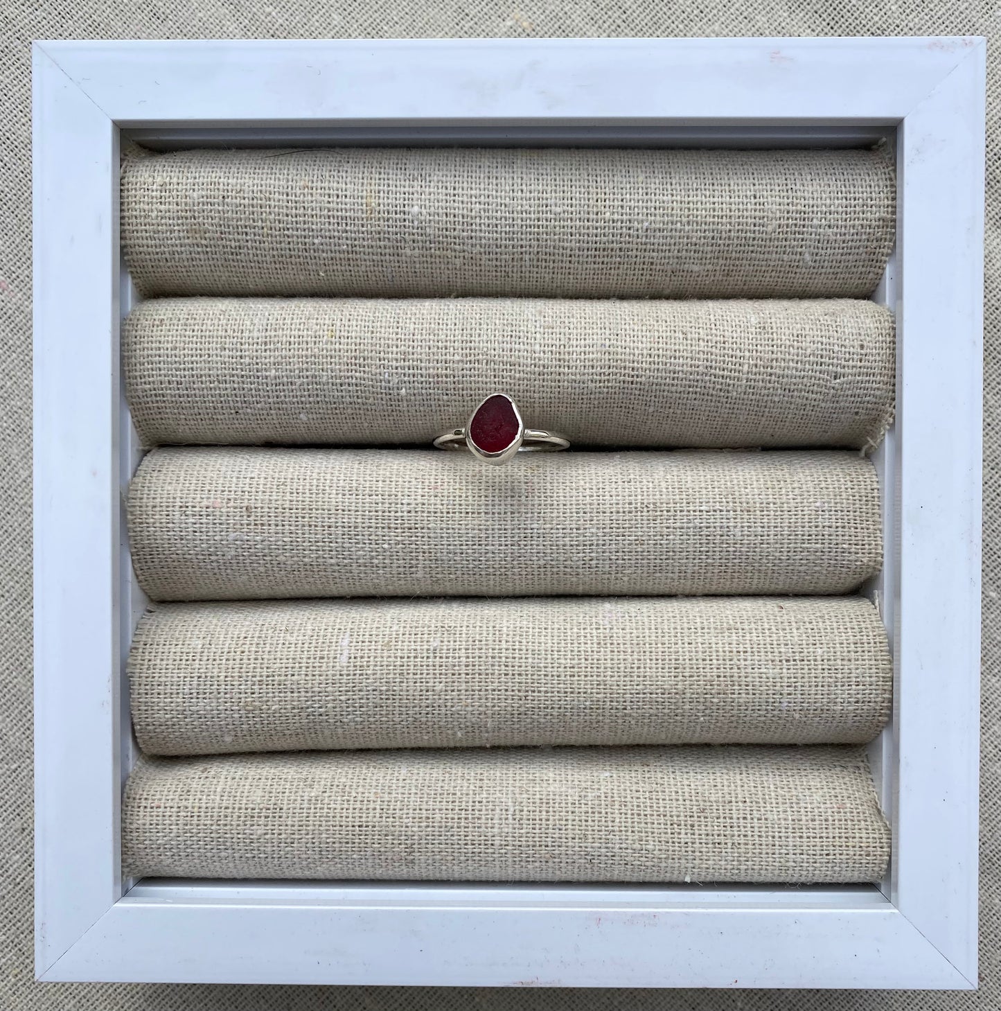 Rare Red Seaglass Ring Size N 1/2