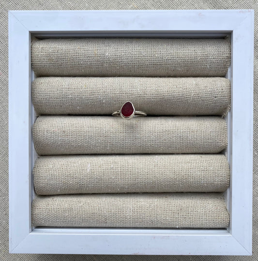 Rare Red Seaglass Ring Size N 1/2