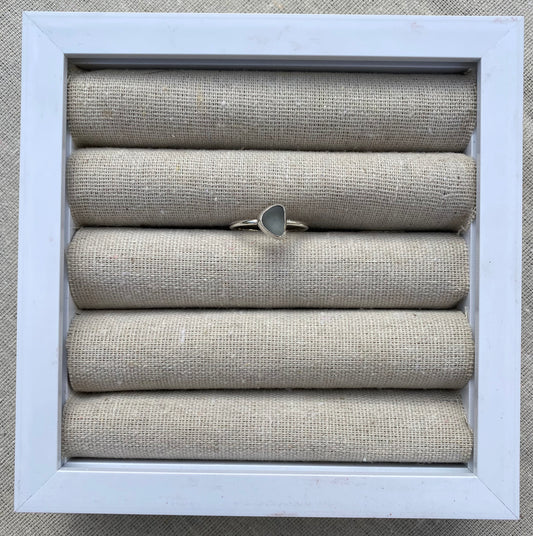 Grey Seaglass Ring Size R