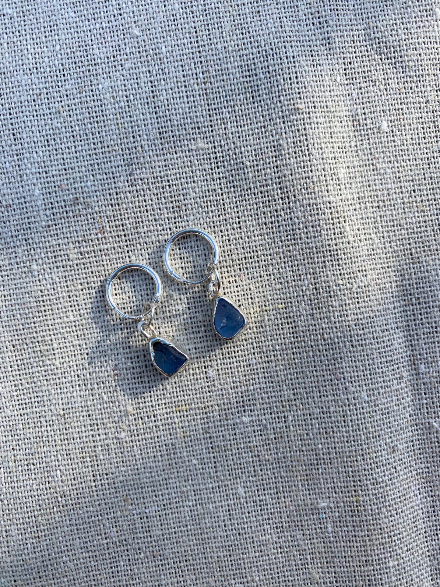 Cornflower Blue Seaglass Huggie Hoops
