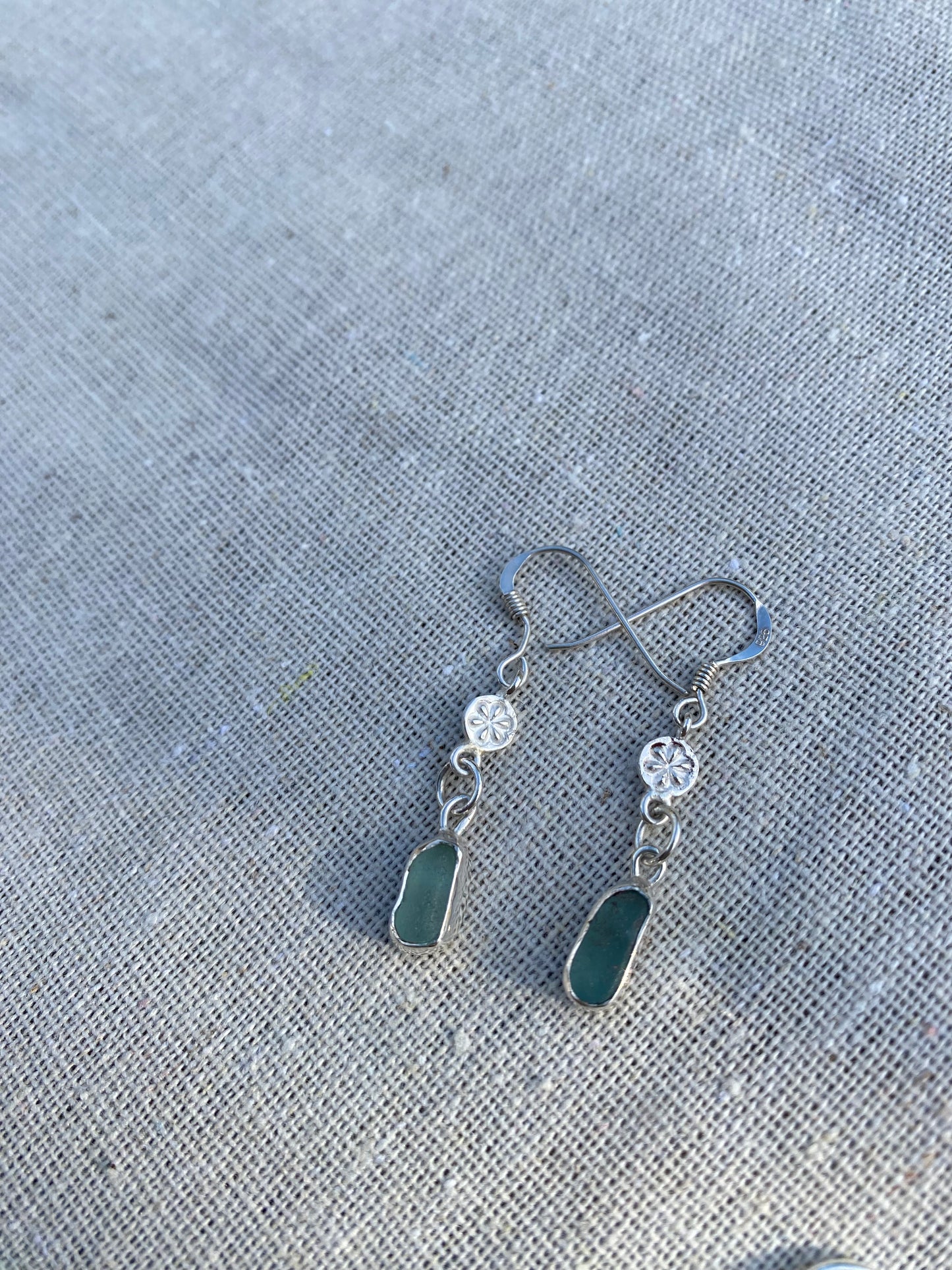 Turquoise Seaglass Dangle Earrings