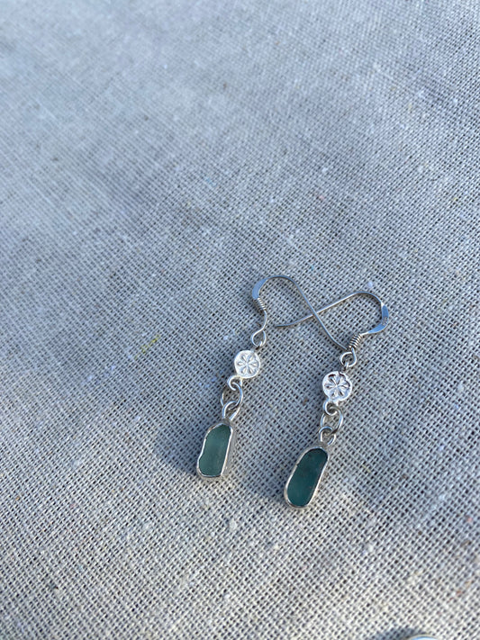 Turquoise Seaglass Dangle Earrings
